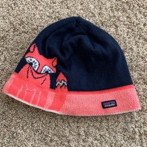 Patagonia Kids Navy & Coral Fox Beanie